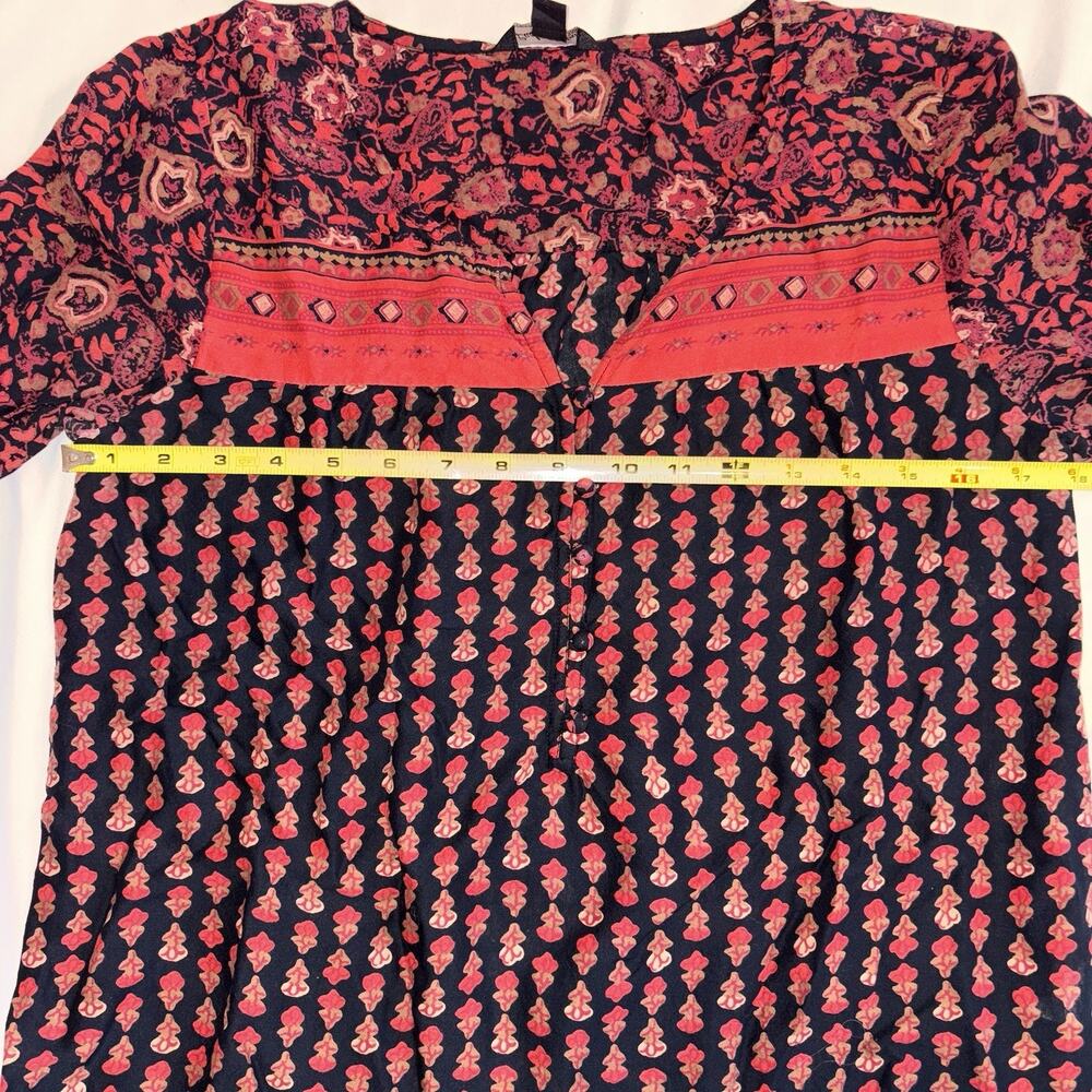 Lucky Brand Blouse Women's Size Medium Boho Festival V-Neck Sheer Cottage - Picture 10 of 11